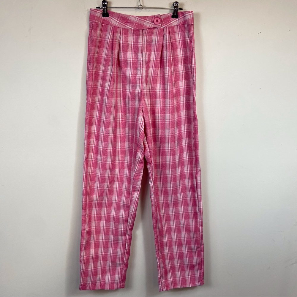 Nasty Gal Pink Plaid Pants